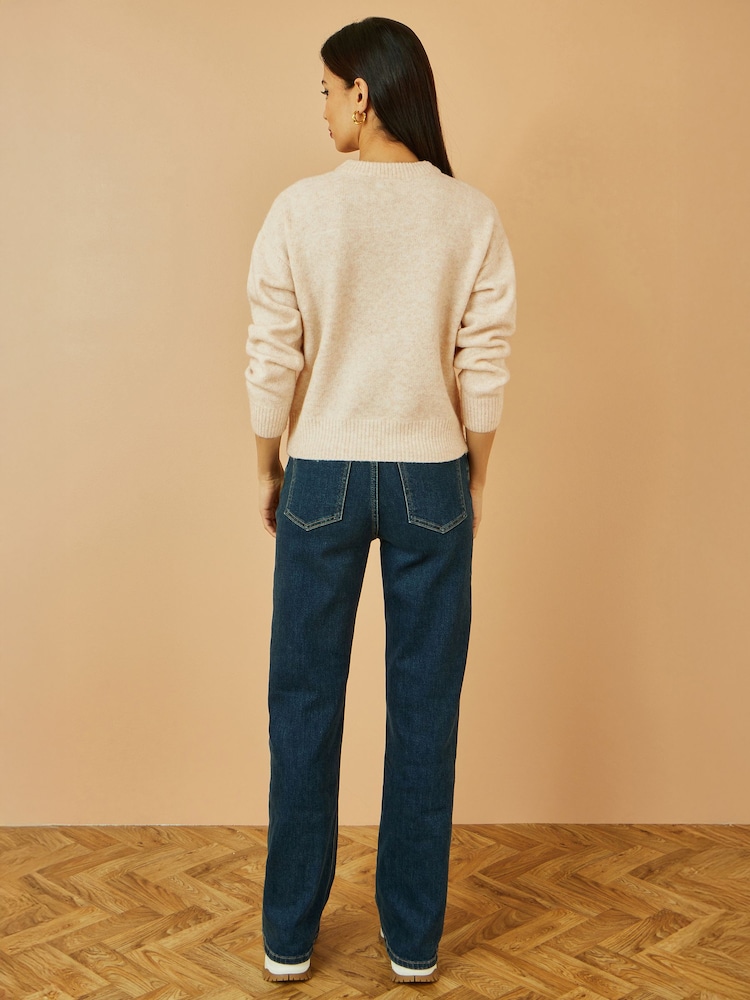 Yumi Natural Relaxed Knitted Jumper With Scattered Sequin Neckline - Image 5 of 5 Yumi Natural Relaxed Knitted Jumper With Scattered Sequin Neckline - Image 5 of 5