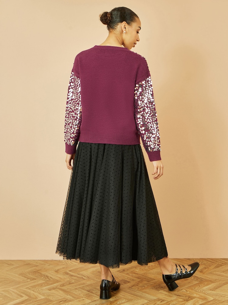 Yumi Red All Over Sequin Relaxed Fit Jumper - Image 5 of 5 Yumi Red All Over Sequin Relaxed Fit Jumper - Image 5 of 5