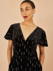 Yumi Black Foil Print Velvet Jumpsuit - Image 3 of 5