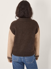 Monsoon Brown Julia Jacquard Knit Cardigan - Image 2 of 5
