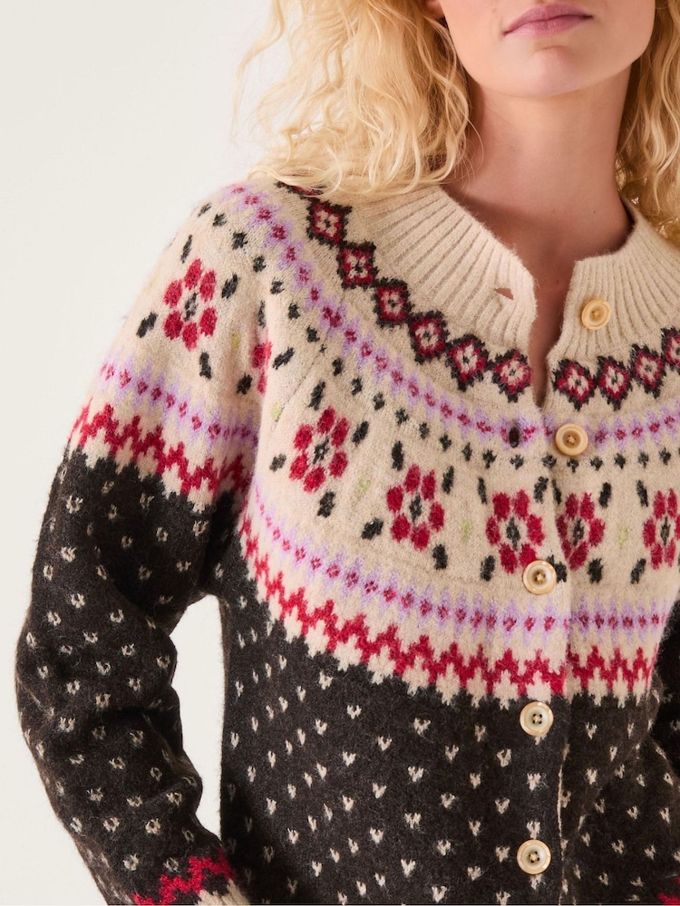 Monsoon Brown Feliz Fair Isle Cardigan - Image 5 of 5 Monsoon Brown Feliz Fair Isle Cardigan - Image 5 of 5