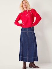 Monsoon Red Erika Gemstone Embellished Jumper - Image 3 of 6