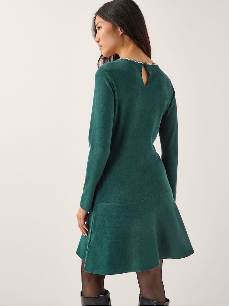 Monsoon Blue Brit Sparkle Bow Knit Dress - Image 2 of 5 Monsoon Blue Brit Sparkle Bow Knit Dress - Image 2 of 5