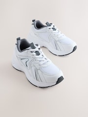 Blanc - Elastic Lace Mesh Trainers - Image 1 de 5