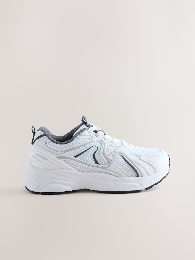 Blanc - Elastic Lace Mesh Trainers - Image 2 de 5 Blanc - Elastic Lace Mesh Trainers - Image 2 de 5