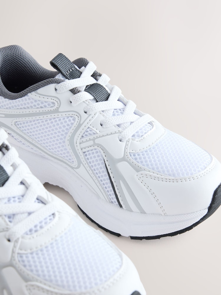Blanc - Elastic Lace Mesh Trainers - Image 5 de 5 Blanc - Elastic Lace Mesh Trainers - Image 5 de 5