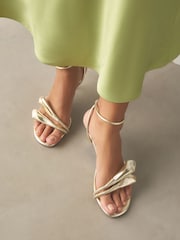 Gold Forever Comfort® Leather Tulip Heeled Sandals - Image 4 of 9