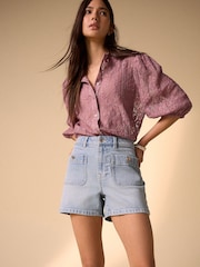 Pink Lace Half Sleeve Blouse - Image 3 of 5