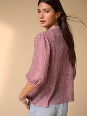 Pink Lace Half Sleeve Blouse - Image 4 of 5