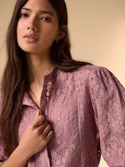 Pink Lace Half Sleeve Blouse - Image 5 of 5