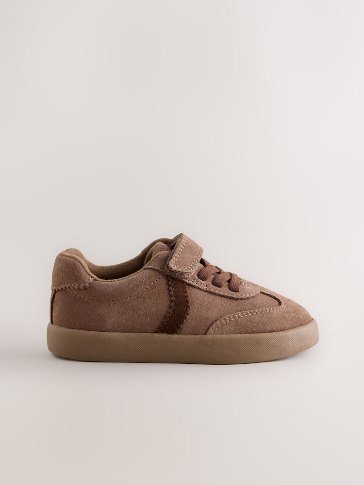 Chocolate Brown Suede Standard Fit (F) Touch Fastening Elastic Lace Trainers - Image 2 of 5 Chocolate Brown Suede Standard Fit (F) Touch Fastening Elastic Lace Trainers - Image 2 of 5
