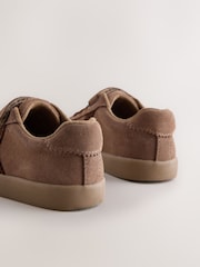 Chocolate Brown Suede Standard Fit (F) Touch Fastening Elastic Lace Trainers - Image 4 of 5
