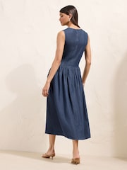 Friends Like These Rinse Wash Midaxi Shirred Waist Chambray Dress - Image 5 of 5