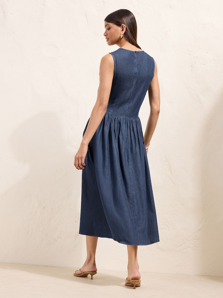 Friends Like These Rinse Wash Midaxi Shirred Waist Chambray Dress - Image 5 of 5 Friends Like These Rinse Wash Midaxi Shirred Waist Chambray Dress - Image 5 of 5