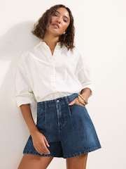 Friends Like These Dark Wash Elasticated Back A Line Denim Shorts - Image 1 of 5