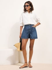 Friends Like These Dark Wash Elasticated Back A Line Denim Shorts - Image 4 of 5