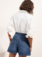 Friends Like These Dark Wash Elasticated Back A Line Denim Shorts - Image 5 of 5