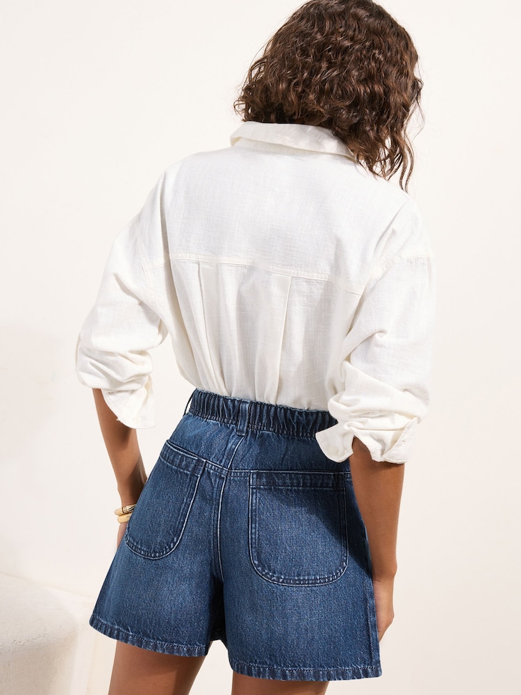 Friends Like These Dark Wash Elasticated Back A Line Denim Shorts - Image 5 of 5