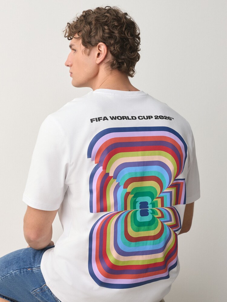 White Football World Cup Relaxed Fit T-Shirt - Image 1 of 8