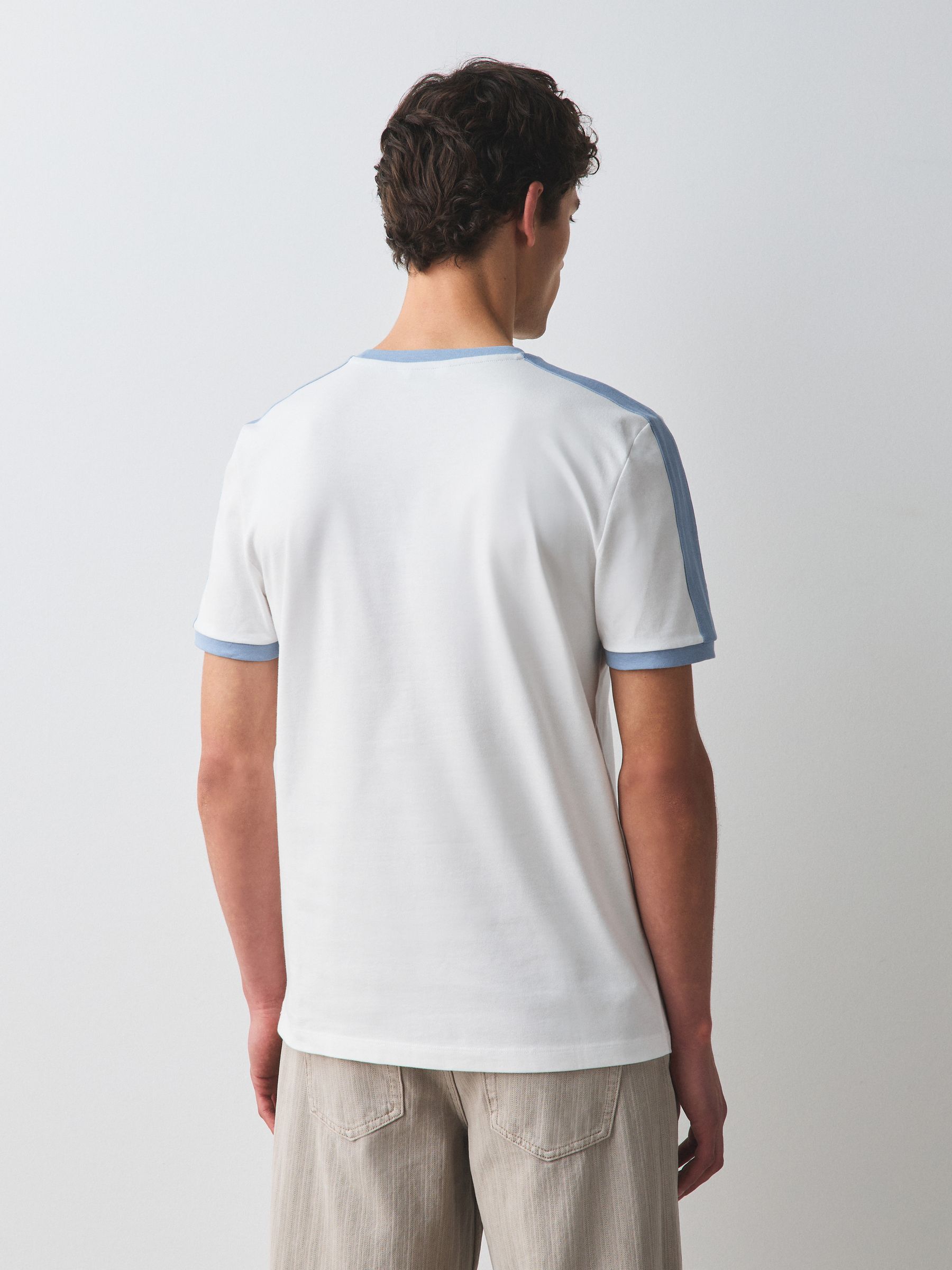 Buy Ecru White/Blue Over Arm Stripe Ringer T-Shirt from Next USA