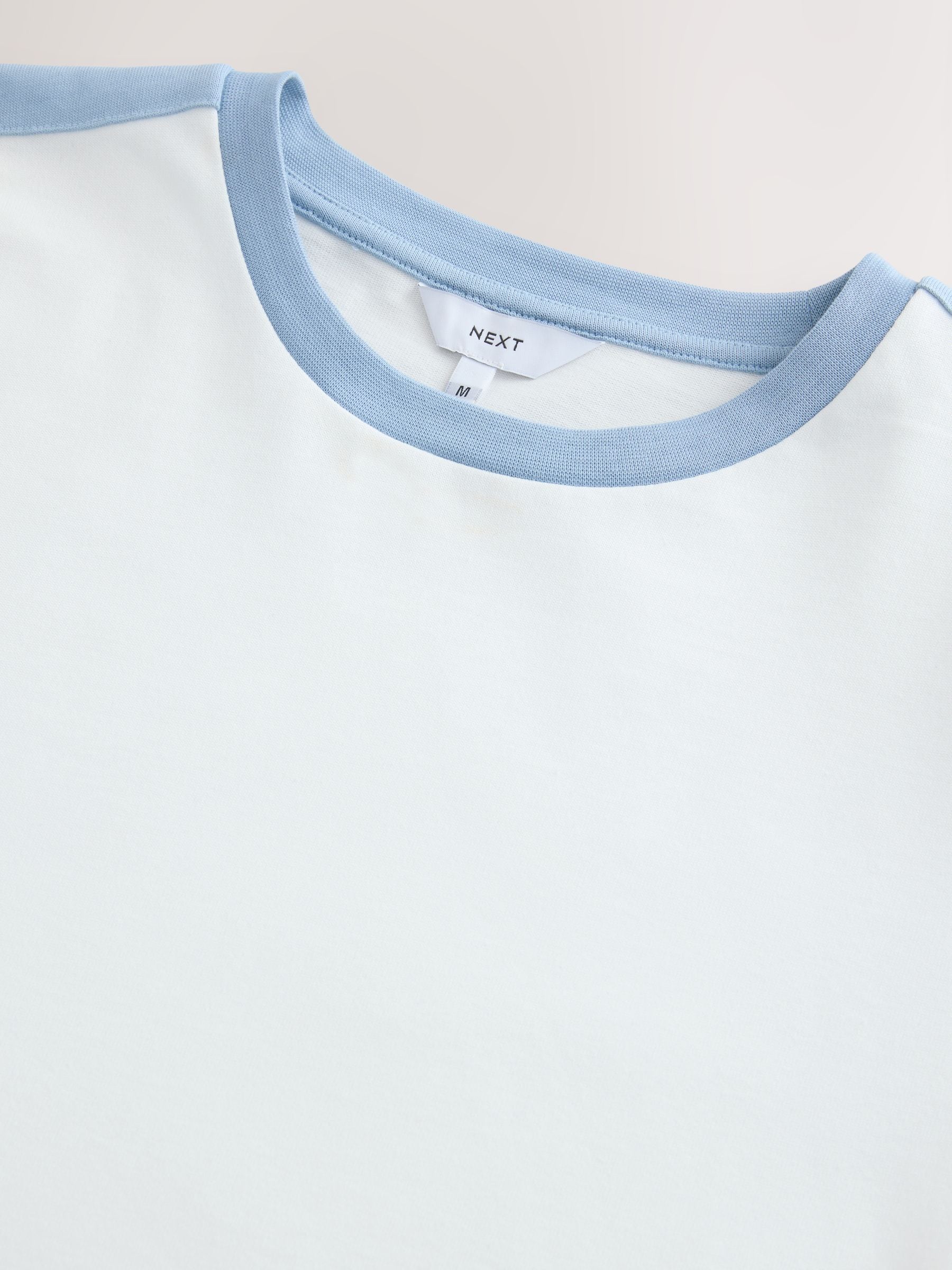 Buy Ecru White/Blue Over Arm Stripe Ringer T-Shirt from Next USA