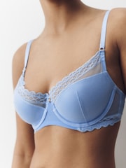 Blue Padded Balcony Smoothing Lace Bra - Image 5 of 8