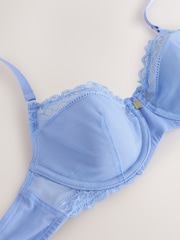Blue Padded Balcony Smoothing Lace Bra - Image 7 of 8