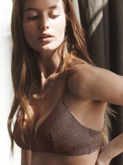 Chocolate Brown Padded Non Wire Premium Lace Bra - Image 4 of 4