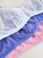 Blue/Pink/White Non Padded Full Cup Lace Bras 3 Pack - Image 9 of 10