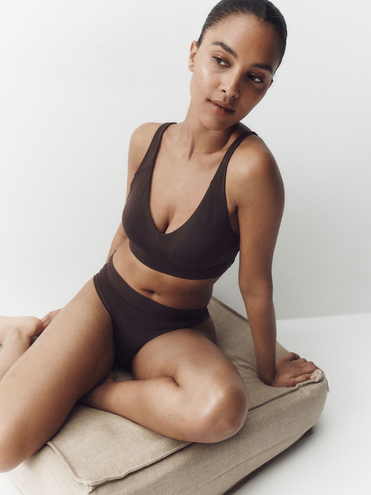 Chocolate Brown Padded Non Wire Ultimate Comfort Supersoft Modal T-Shirt Bra - Image 2 of 7