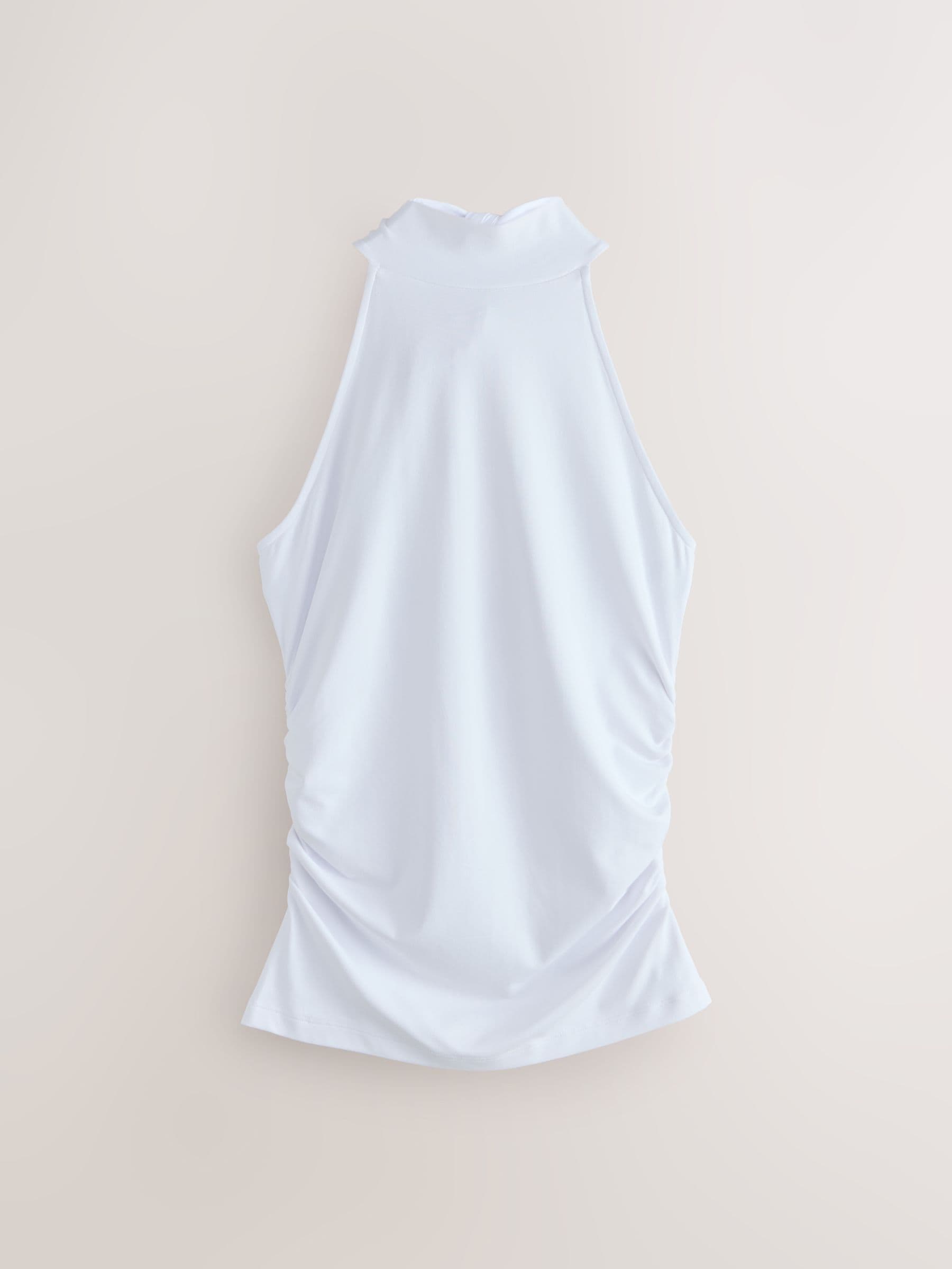 Buy White Soft Touch Slinky Sleeveless Halter Neck Scarf Top from