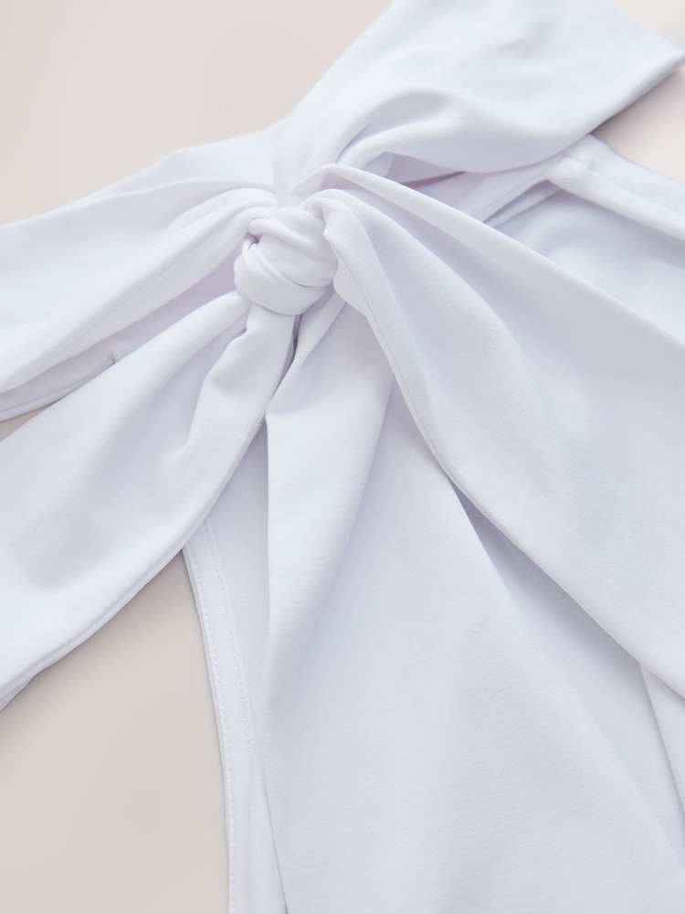 White Soft Touch Slinky Sleeveless Halter Neck Scarf Top - Image 7 of 7 White Soft Touch Slinky Sleeveless Halter Neck Scarf Top - Image 7 of 7