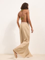 Friends Like These Stone Shirred Tie Waist Wide Leg Trousers - Image 5 of 5