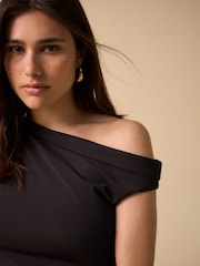 Chocolate Brown Asymmetric Sleeveless Drape Top - Image 4 of 7