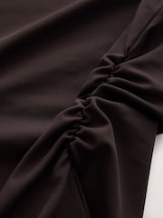 Chocolate Brown Asymmetric Sleeveless Drape Top - Image 7 of 7