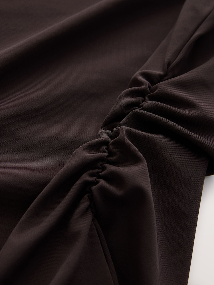 Chocolate Brown Asymmetric Sleeveless Drape Top - Image 7 of 7