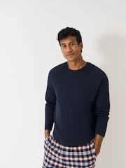 Crew Clothing Blue Long Sleeve Waffle T-Shirt - Image 1 of 5