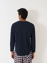 Crew Clothing Blue Long Sleeve Waffle T-Shirt - Image 2 of 5