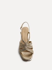 Linzi Gold Silhouette Handwoven Cork Wedge Sandals - Image 4 of 5