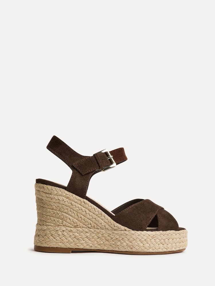 Linzi Brown Noa Crossover Platform Wedge Sandals - Image 2 of 5