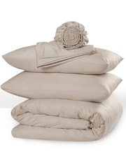 The Linen Consultancy Latte TLC 5 Star Hotel Concept 500TC Cotton Sateen Oxfor Pillowcase - Image 2 of 3