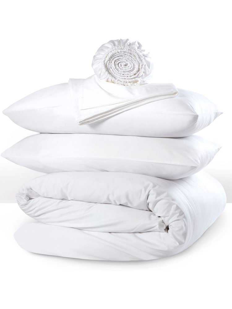 The Linen Consultancy White 5 Star Hotel Concept 250TC Cotton Percale Flat Sheet - Image 2 of 2