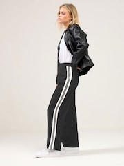 M&Co Black Petite Side Stripe Wide Leg Trousers - Image 3 of 5