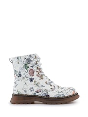 Pavers White Lace Up Floral Boots - Image 1 of 5