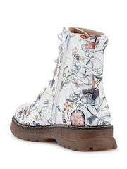 Pavers White Lace Up Floral Boots - Image 3 of 5