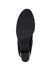 Pavers Black Leather Stacked Heel Calf Length Boots - Image 5 of 5