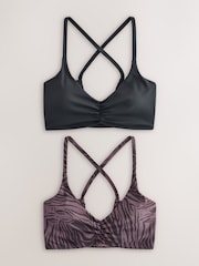 Schwarz/Rose - Strappy Back Medium Impact Sports Bras 2 Pack - Bild 6 von 10