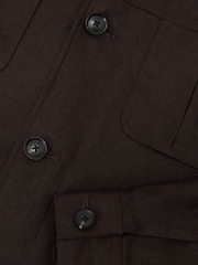 Reiss Chocolate Brown Adam Linen Four-Pocket Jacket - Image 8 of 8