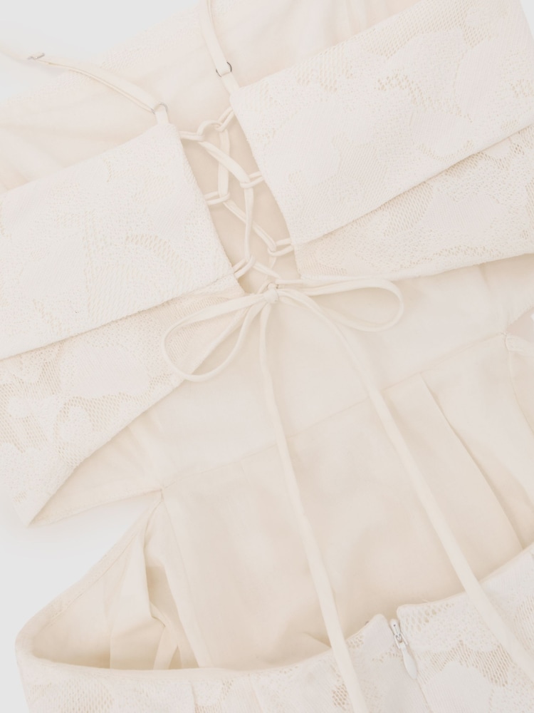 Reiss Cream Sian Cotton-Blend Lace Cut-Out Maxi Dress - Image 8 of 8