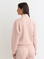Reiss Pale Pink Annabel Premium Interlock Shawl-Neck Sweatshirt with Modal - Image 5 of 6